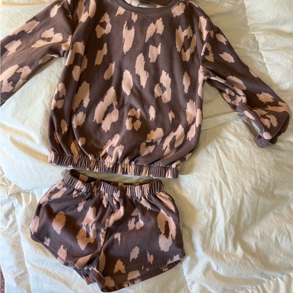Carter's Brown and Pink Leopard Print Kid’s Matching Set